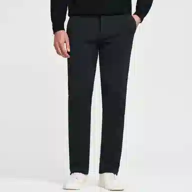 才子 纯色中腰加厚保暖修身休闲裤 男款