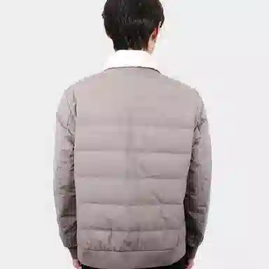 才子 可拆卸毛领保暖拉链灰鸭绒休闲羽绒服 男款