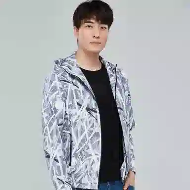 才子 休闲修身短款连帽夹克 男款 灰色