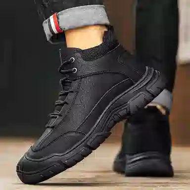 才子 合成革 舒适通勤百搭 短靴 男款 黑色