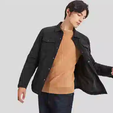 才子 白鸭绒保暖时尚工装纯色羽绒服 男款