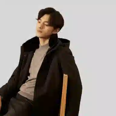 才子 立领纯色简约休闲羽绒服 男款 黑色