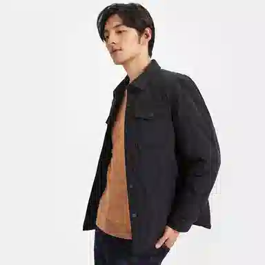 才子 白鸭绒保暖时尚工装纯色羽绒服 男款