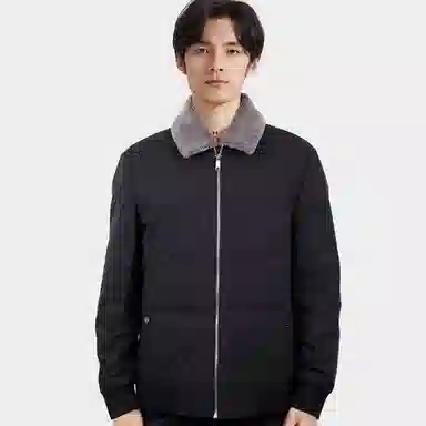 才子 可拆卸毛领保暖拉链灰鸭绒休闲羽绒服 男款