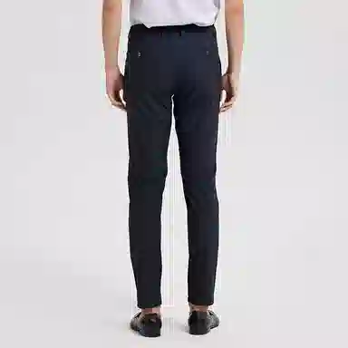 才子 商务修身条纹弹力纯色休闲裤 男款 深蓝色