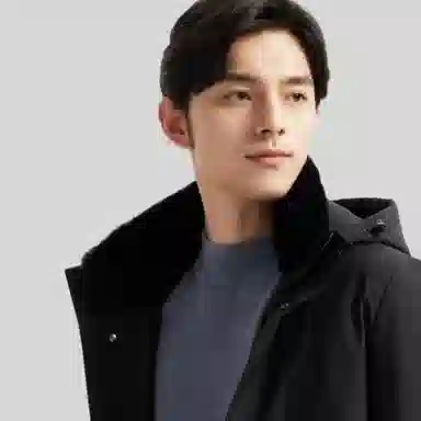 才子 立领纯色简约休闲羽绒服 男款 黑色