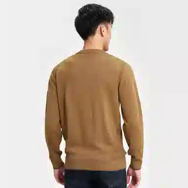 才子 圆领拼接套头修身毛衣 男款