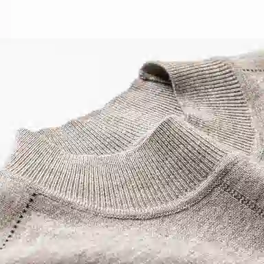 才子 半高领撞色提花长袖针织衫 男款