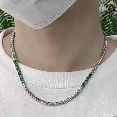 奥斯坦汀 祖母绿古巴街头小众 合金 项链 男款