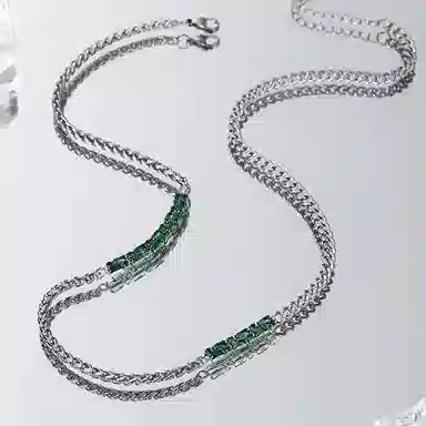 奥斯坦汀 祖母绿古巴街头小众 合金 项链 男款