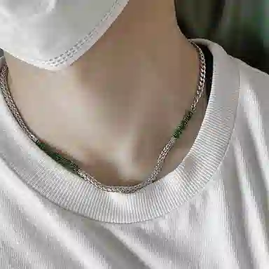 奥斯坦汀 祖母绿古巴街头小众 合金 项链 男款