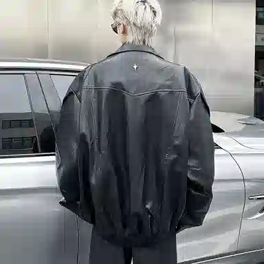 悍戈 美式高街潮流机能风多元素设计机车飞行皮衣夹克 男女同款