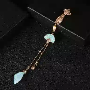 圣所 蓝扇子 新中式旗袍压襟古风胸针汉服茶服 挂件 女款