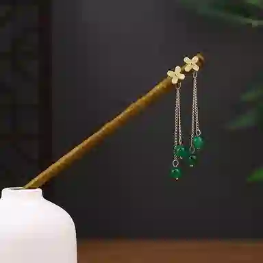 流苏步摇新中式 圣所 松竹影 木 发簪 女款