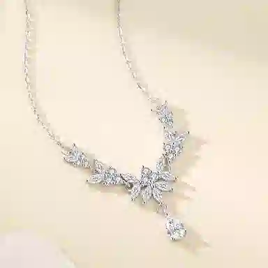 素 超仙麦穗水滴小众设计高级感 锆石 项链 女款