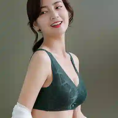 水中花 纯色宽肩带蕾丝聚拢文胸 女款