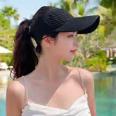 女士户外运动空顶帽时尚舒适透气防晒遮阳 优质编织涤纶材质 时尚空顶帽与鸭舌帽 男女同款情侣款