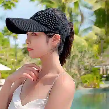 女士户外运动空顶帽时尚舒适透气防晒遮阳 优质编织涤纶材质 时尚空顶帽与鸭舌帽 男女同款情侣款