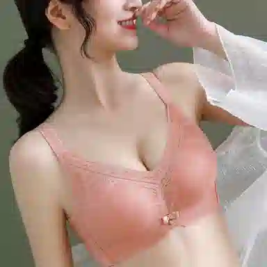 水中花 纯色宽肩带蕾丝聚拢文胸 女款