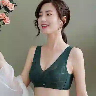 水中花 纯色宽肩带蕾丝聚拢文胸 女款