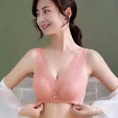 水中花 纯色宽肩带蕾丝聚拢文胸 女款