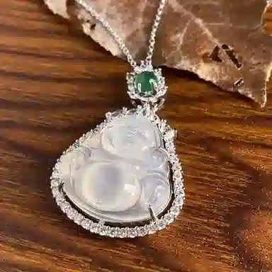 金瑞邦 佛公 弥勒佛笑脸佛本命年上岸平安吊坠新中式国风国潮 精致轻奢 简约大方百搭显白高级感 招财纳福顺遂转运 玉髓 项链 女款