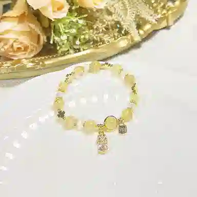 金瑞邦 赠平安锁吊坠新中式国潮 简单百搭 貔貅小众设计 轻奢 招财进宝 转运来财 气质款 福牌 精准桃花 平步青云 好运 水晶 手串 女款