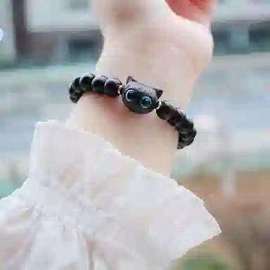 金瑞邦 可爱猫猫 简单百搭 显白气质 新中式国潮 文玩 小众设计 可爱猫咪 平步青云 步步高升#好运 黑檀 手串 男女同款情侣款