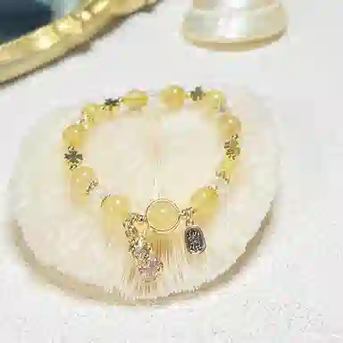 金瑞邦 赠平安锁吊坠新中式国潮 简单百搭 貔貅小众设计 轻奢 招财进宝 转运来财 气质款 福牌 精准桃花 平步青云 好运 水晶 手串 女款