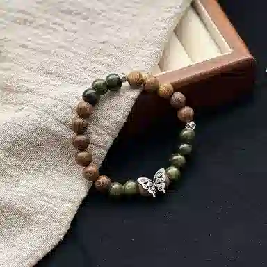 金瑞邦 新中式国潮 元气朵朵精准桃花偶遇佳侣 校园穿搭高级感桃运蝴蝶好运 檀木 手串 男女同款情侣款