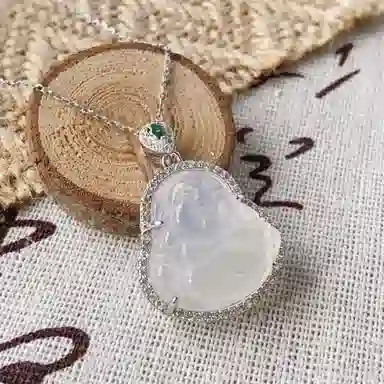 金瑞邦 佛公 弥勒佛笑脸佛本命年上岸平安吊坠新中式国风国潮 精致轻奢 简约大方百搭显白高级感 招财纳福顺遂转运 玉髓 项链 女款