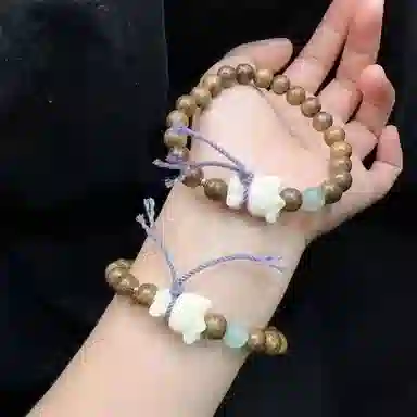 金瑞邦 新中式 招财猫咪配饰 多财多福 平安喜乐 水逆退散 高级小众 百搭简约 鸡翅木 手串 男女同款情侣款