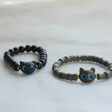 金瑞邦 可爱猫猫 简单百搭 显白气质 新中式国潮 文玩 小众设计 可爱猫咪 平步青云 步步高升#好运 黑檀 手串 男女同款情侣款