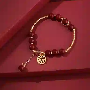 金瑞邦 【赠线香】简单百搭 显白气质 轻奢高档 水逆退散 小众设计 高级感 福牌  转运来福 上岸 #好运 再造辰砂朱砂 手串 女款