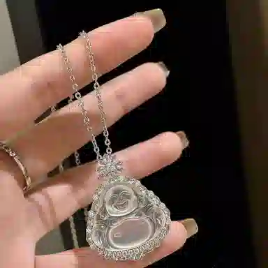 金瑞邦 佛公 弥勒佛笑脸佛本命年上岸平安吊坠新中式国风国潮 精致轻奢 简约大方百搭显白高级感 招财纳福顺遂转运 玉髓 项链 女款