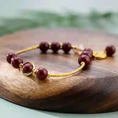 金瑞邦 【赠线香】简单百搭 显白气质 轻奢高档 水逆退散 小众设计 高级感 福牌  转运来福 上岸 #好运 再造辰砂朱砂 手串 女款