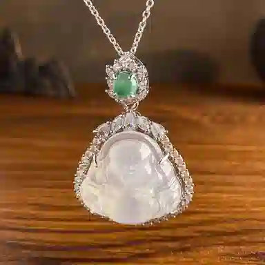 金瑞邦 佛公 弥勒佛笑脸佛本命年上岸平安吊坠新中式国风国潮 精致轻奢 简约大方百搭显白高级感 招财纳福顺遂转运 玉髓 项链 女款