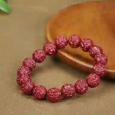 金瑞邦 新中式国潮 回纹珠 复古文玩中国风小众 再造辰砂朱砂 手串 男女同款情侣款