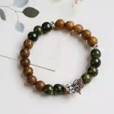 金瑞邦 新中式国潮 元气朵朵精准桃花偶遇佳侣 校园穿搭高级感桃运蝴蝶好运 檀木 手串 男女同款情侣款