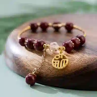 金瑞邦 【赠线香】简单百搭 显白气质 轻奢高档 水逆退散 小众设计 高级感 福牌  转运来福 上岸 #好运 再造辰砂朱砂 手串 女款