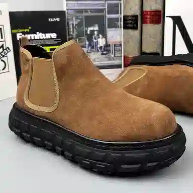 保罗加百列 牛反绒 经典高级感潮流百搭 切尔西靴 男款 棕色