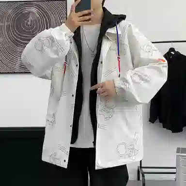 桴生 潮牌假两件连帽休闲棒球服夹克 男女同款