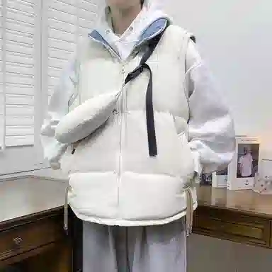寻星记 美式高街双面穿立领无袖潮流保暖休闲外套马甲 男女同款
