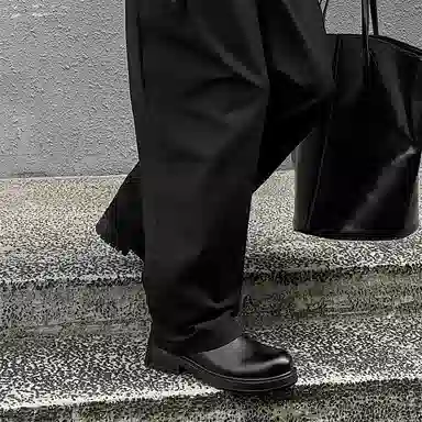 敦奴 皮革 大头英伦复古 显瘦 切尔西靴 男款 黑色