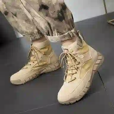 敦奴 二层牛皮 耐磨增高 舒适 短筒 户外靴 男女同款 卡其色