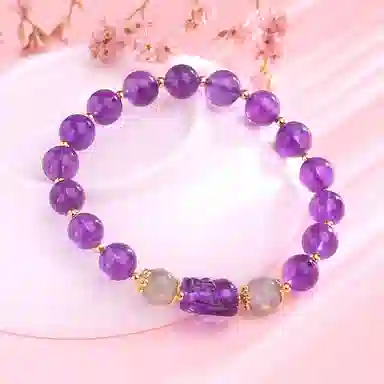 盈满堂 貔貅单圈紫 水晶 手串 女款
