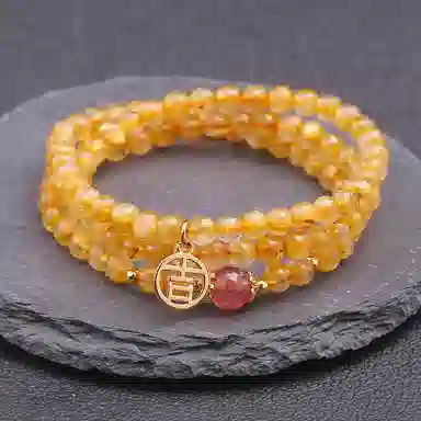 盈满堂 小众设计 金发晶三圈 水晶 手串 女款