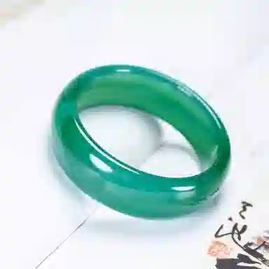 盈满堂 青绿色加宽加厚油润时尚百搭 玛瑙 手镯 女款