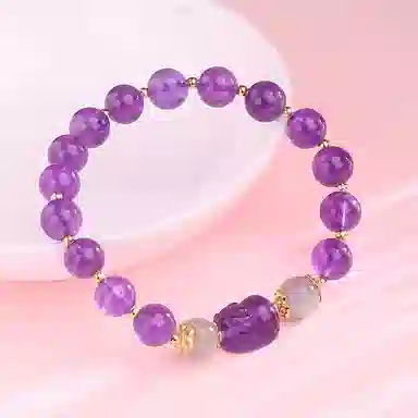 盈满堂 貔貅单圈紫 水晶 手串 女款