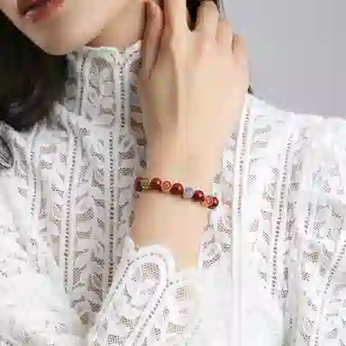 盈满堂 平安喜乐 古法烧蓝吉祥 朱砂 手串 女款
